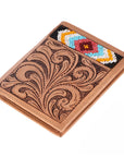 BAR H EQUINE Genuine Leather Hand Carved Rodeo Bifold Wallet For Men Women
