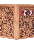 BAR H EQUINE Genuine Leather Hand Carved Rodeo Bifold Wallet For Men Women