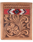 BAR H EQUINE Genuine Leather Hand Carved Rodeo Bifold Wallet For Men Women