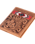 BAR H EQUINE Genuine Leather Hand Carved Rodeo Bifold Wallet For Men Women
