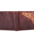 BAR H EQUINE Genuine Leather Hand Carved Rodeo Bifold Wallet For Men Women