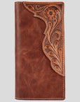 BAR H EQUINE Genuine Leather Hand Carved Rodeo Bifold Wallet For Men Women