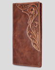 BAR H EQUINE Genuine Leather Hand Carved Rodeo Bifold Wallet For Men Women