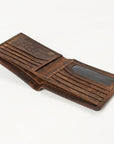 BAR H EQUINE American Western Bifold Men Genuine Leather Wallet Brown