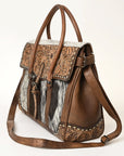 American Darling ADBG1397 Cross Body Hand Tooled Hair On Genuine Leather women bag western handbag purse