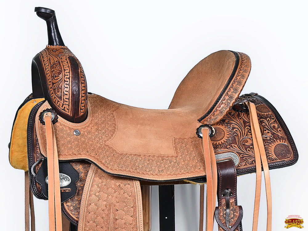 HILASON Western Horse Saddle American Leather Trail Barrel Brown