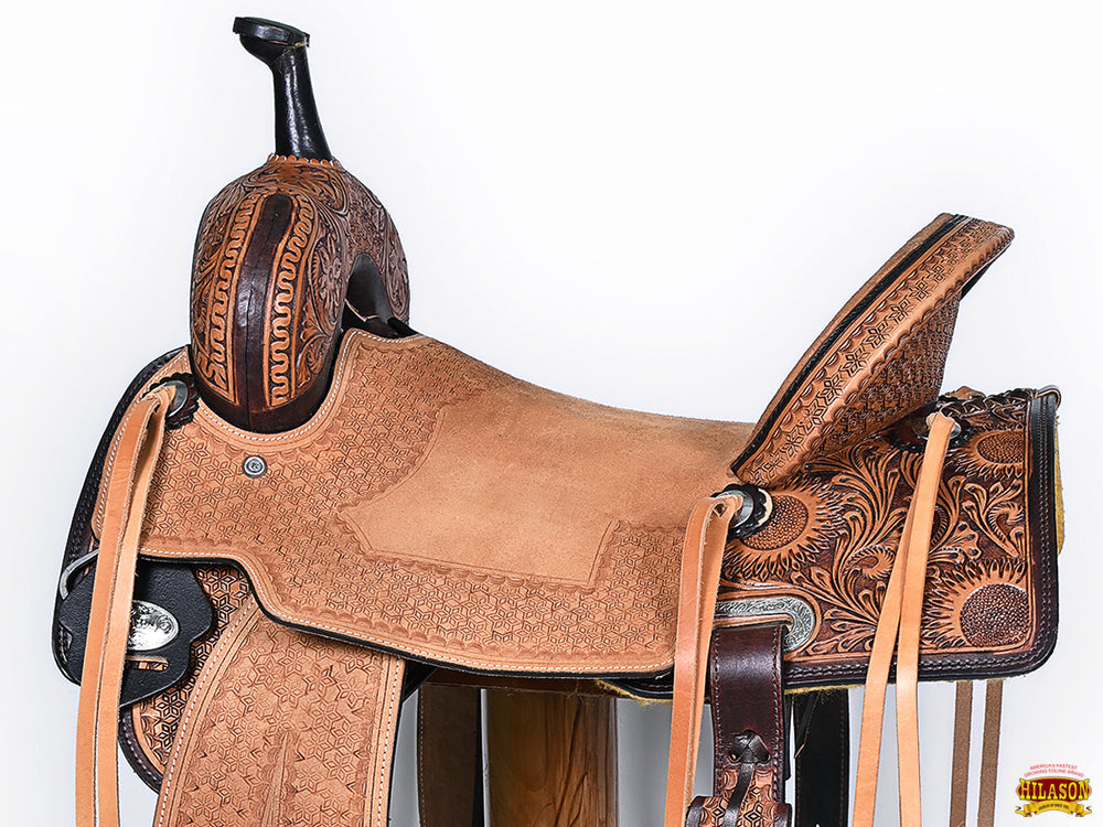 HILASON Western Horse Saddle American Leather Trail Barrel Brown