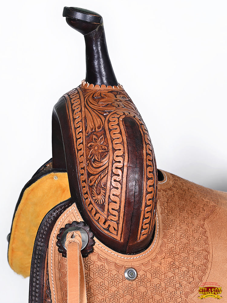 HILASON Western Horse Saddle American Leather Trail Barrel Brown
