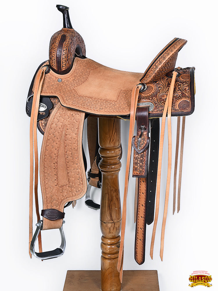 HILASON Western Horse Saddle American Leather Trail Barrel Brown
