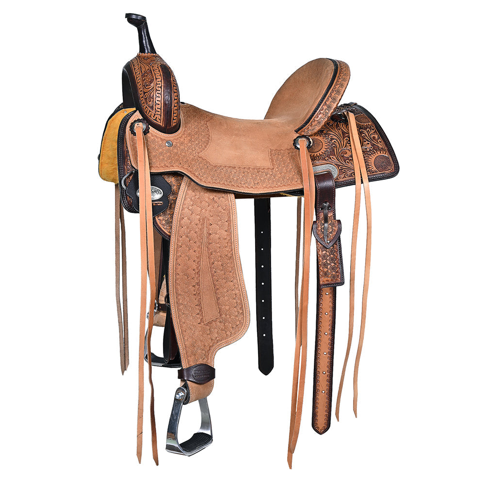 HILASON Western Horse Saddle American Leather Trail Barrel Brown