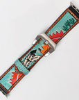 American Darling I watch Strap Genuine Leather With Beautiful Cactus Hand Painted Smart Watch Strap