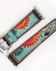 American Darling I watch Strap Genuine Leather With Beautiful Cactus Hand Painted Smart Watch Strap