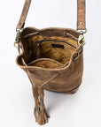 American Darling Adbga532 Bucket Hand Tooled Genuine Leather Women Bag Western Handbag Purse