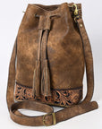 American Darling Adbga532 Bucket Hand Tooled Genuine Leather Women Bag Western Handbag Purse
