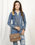 American Darling Adbgz820A Small Crossbody Hand Tooled Genuine Leather Women Bag Western Handbag Purse