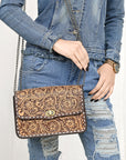 American Darling Adbgz820A Small Crossbody Hand Tooled Genuine Leather Women Bag Western Handbag Purse