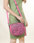 American Darling ADBG1439 Cross Body Hand Tooled Genuine Leather women bag western handbag purse