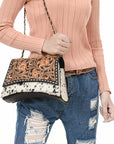 American Darling Crossbody Beautifully Hand Tooled Hair-On Genuine Leather women bag western handbag purse |