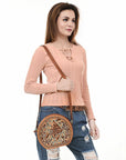 American Darling Adbga538 Canteen Hand Tooled Genuine Leather Women Bag Western Handbag Purse