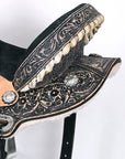 HILASON Flex Tree Western Horse Saddle American Leather Trail Barrel Racing Black Rough Out