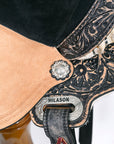 HILASON Flex Tree Western Horse Saddle American Leather Trail Barrel Racing Black Rough Out
