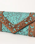 OHLAY WALLET Hand Tooled Embossed Genuine Leather women bag western handbag purse