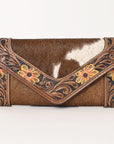 OHLAY WALLET Hand Tooled Hair-on Genuine Leather women bag western handbag purse