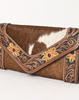 OHLAY WALLET Hand Tooled Hair-on Genuine Leather women bag western handbag purse