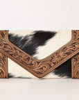 OHLAY WALLET Hand Tooled Hair-on Genuine Leather women bag western handbag purse