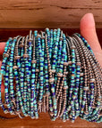 Lapis & Turquoise Heishi Choker – 14" Sterling Silver Beads