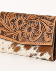 OHLAY WALLET Hand Tooled Hair-on Genuine Leather women bag western handbag purse