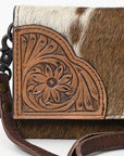 OHLAY WALLET Hand Tooled Hair-on Genuine Leather women bag western handbag purse