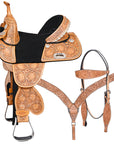Western Horse Child Saddle Treeless American Leather Barrel