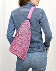American Darling Sling Hand Tooled Genuine Leather Women Bag Western Handbag Purse