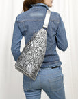 American Darling Sling Hand Tooled Genuine Leather Women Bag Western Handbag Purse
