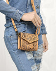American Darling Wallet Hand Tooled Genuine Leather Women Bag Western Handbag Purse