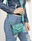 American Darling Wallet Hand Tooled Genuine Leather Women Bag Western Handbag Purse
