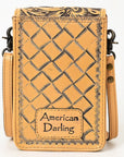 American Darling Cell Phone Holder Hand Tooled Genuine Leather Women Bag Western Handbag Purse