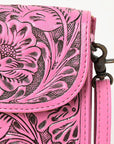 American Darling Cell Phone Holder Hand Tooled Genuine Leather Women Bag Western Handbag Purse