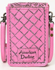 American Darling Cell Phone Holder Hand Tooled Genuine Leather Women Bag Western Handbag Purse