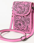 American Darling Cell Phone Holder Hand Tooled Genuine Leather Women Bag Western Handbag Purse