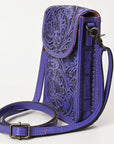 American Darling Cell Phone Holder Hand Tooled Genuine Leather Women Bag Western Handbag Purse