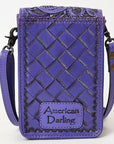 American Darling Cell Phone Holder Hand Tooled Genuine Leather Women Bag Western Handbag Purse