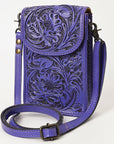American Darling Cell Phone Holder Hand Tooled Genuine Leather Women Bag Western Handbag Purse