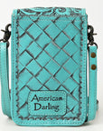 American Darling Cell Phone Holder Hand Tooled Genuine Leather Women Bag Western Handbag Purse