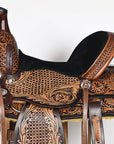 COMFYTACK Horse Barrel Racing American Leather Saddle Floral Dark Brown