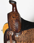 COMFYTACK Horse Barrel Racing American Leather Saddle Floral Dark Brown