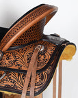 COMFYTACK Horse Barrel Racing American Leather Saddle Floral Dark Brown