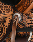 COMFYTACK Horse Barrel Racing American Leather Saddle Floral Dark Brown