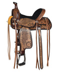 COMFYTACK Horse Barrel Racing American Leather Saddle Floral Dark Brown